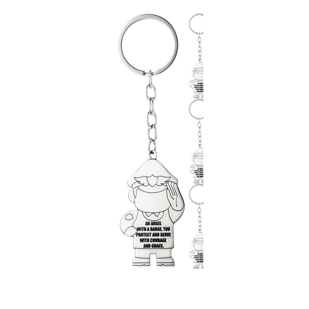 NEW Silver Police Officer Keychain Gift "An Angel‎ With A Badge" Law Enforcement